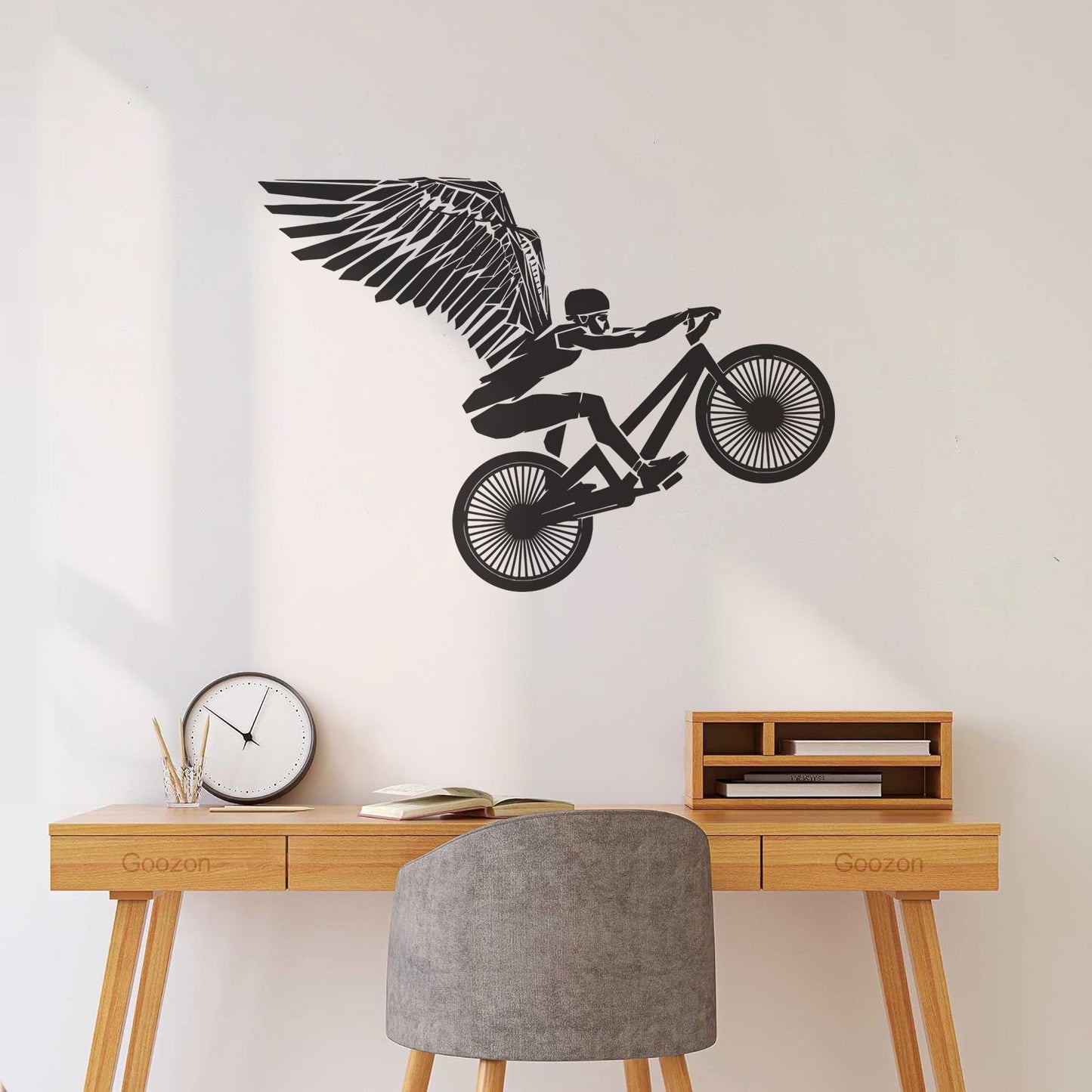 Wall Stickers Paster Paper Motorcycle Bike Flying Biker With Wings Waterproof