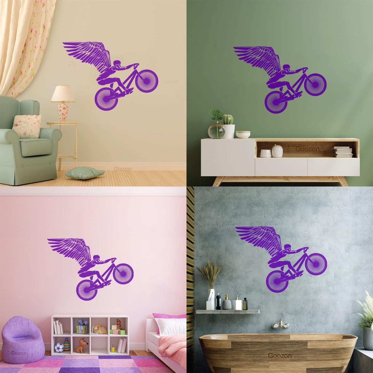 Wall Stickers Paster Paper Motorcycle Bike Flying Biker With Wings Waterproof