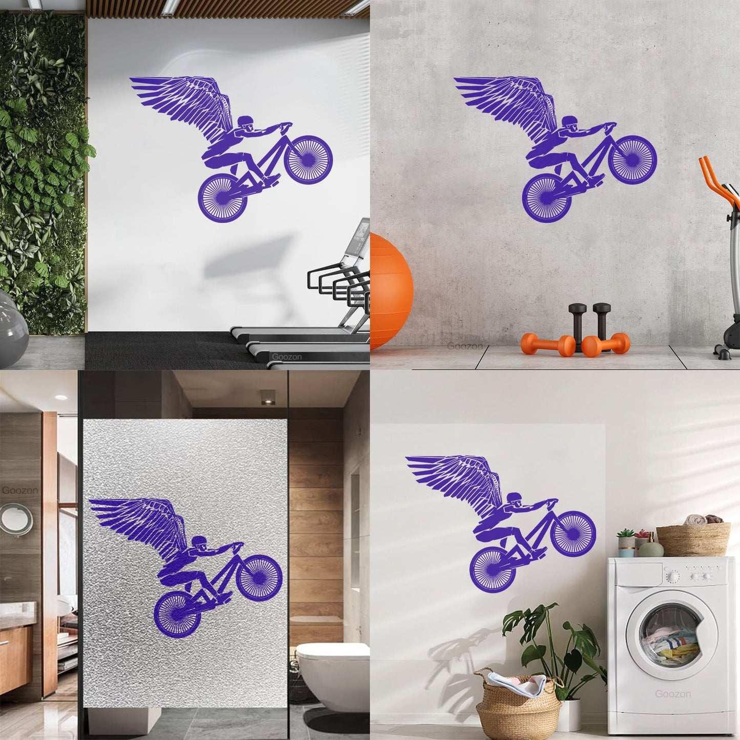 Wall Stickers Paster Paper Motorcycle Bike Flying Biker With Wings Waterproof