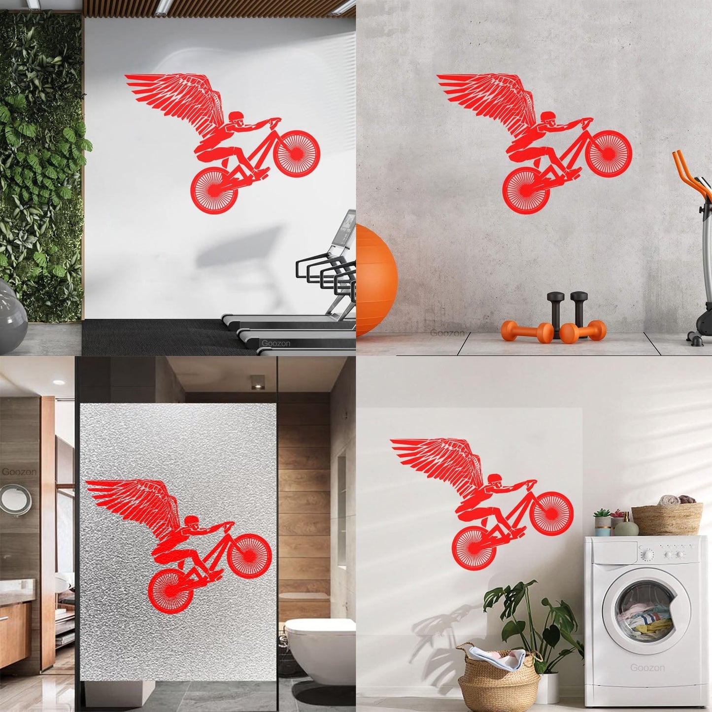 Wall Stickers Paster Paper Motorcycle Bike Flying Biker With Wings Waterproof