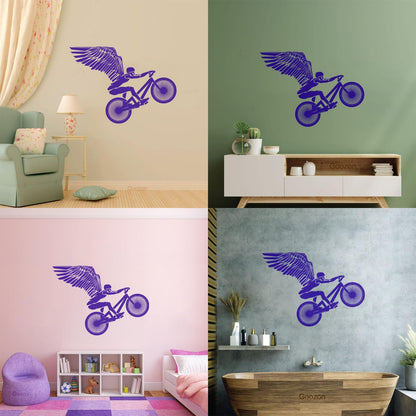 Wall Stickers Paster Paper Motorcycle Bike Flying Biker With Wings Waterproof