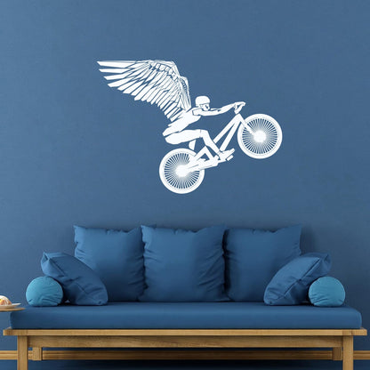 Wall Stickers Paster Paper Motorcycle Bike Flying Biker With Wings Waterproof