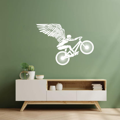 Wall Stickers Paster Paper Motorcycle Bike Flying Biker With Wings Waterproof