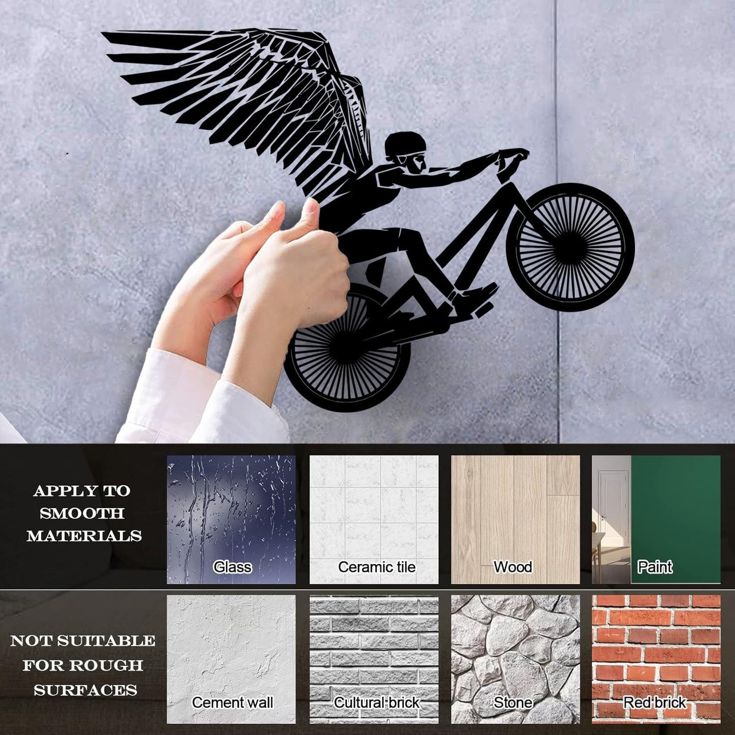 Wall Stickers Paster Paper Motorcycle Bike Flying Biker With Wings Waterproof