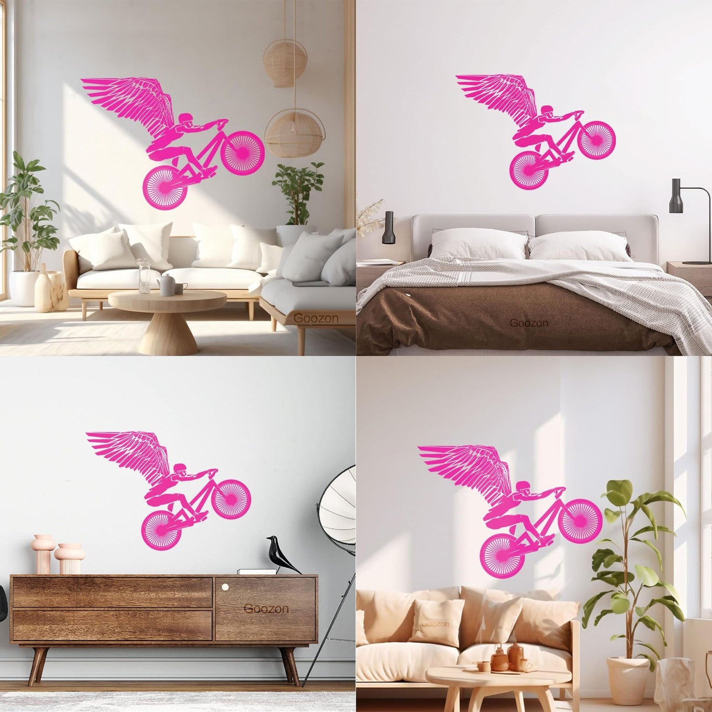 Wall Stickers Paster Paper Motorcycle Bike Flying Biker With Wings Waterproof