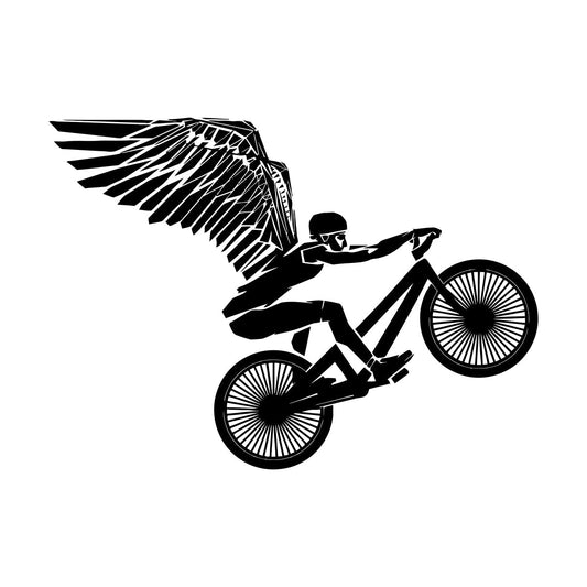 Wall Stickers Paster Paper Motorcycle Bike Flying Biker With Wings Waterproof