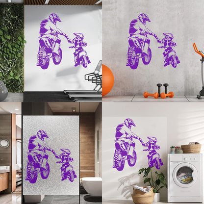 Wall Vinyl Sticker Decor Motorcycle Family Father And Son Biker Bike Sport It Won'T Fall Off