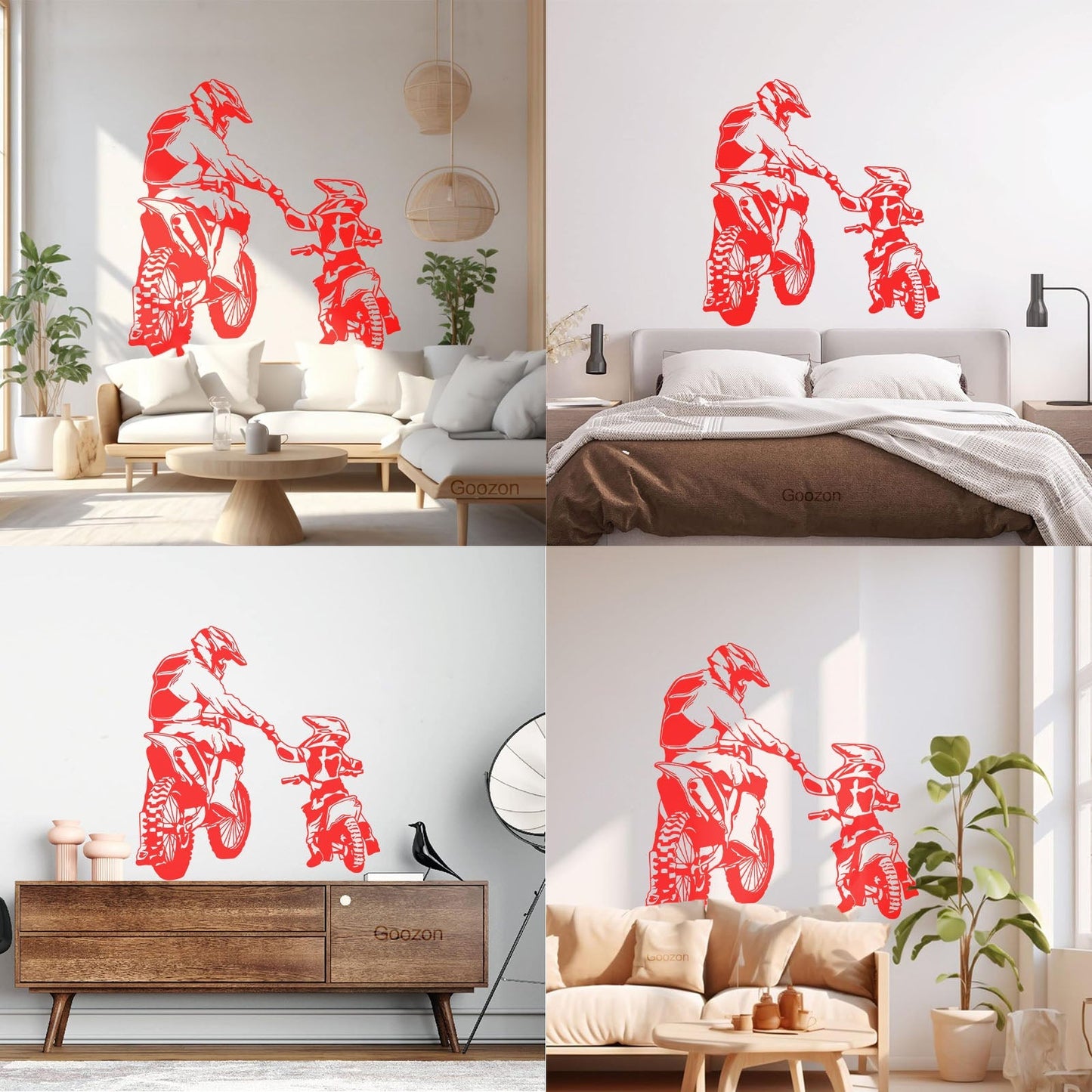 Wall Vinyl Sticker Decor Motorcycle Family Father And Son Biker Bike Sport It Won'T Fall Off