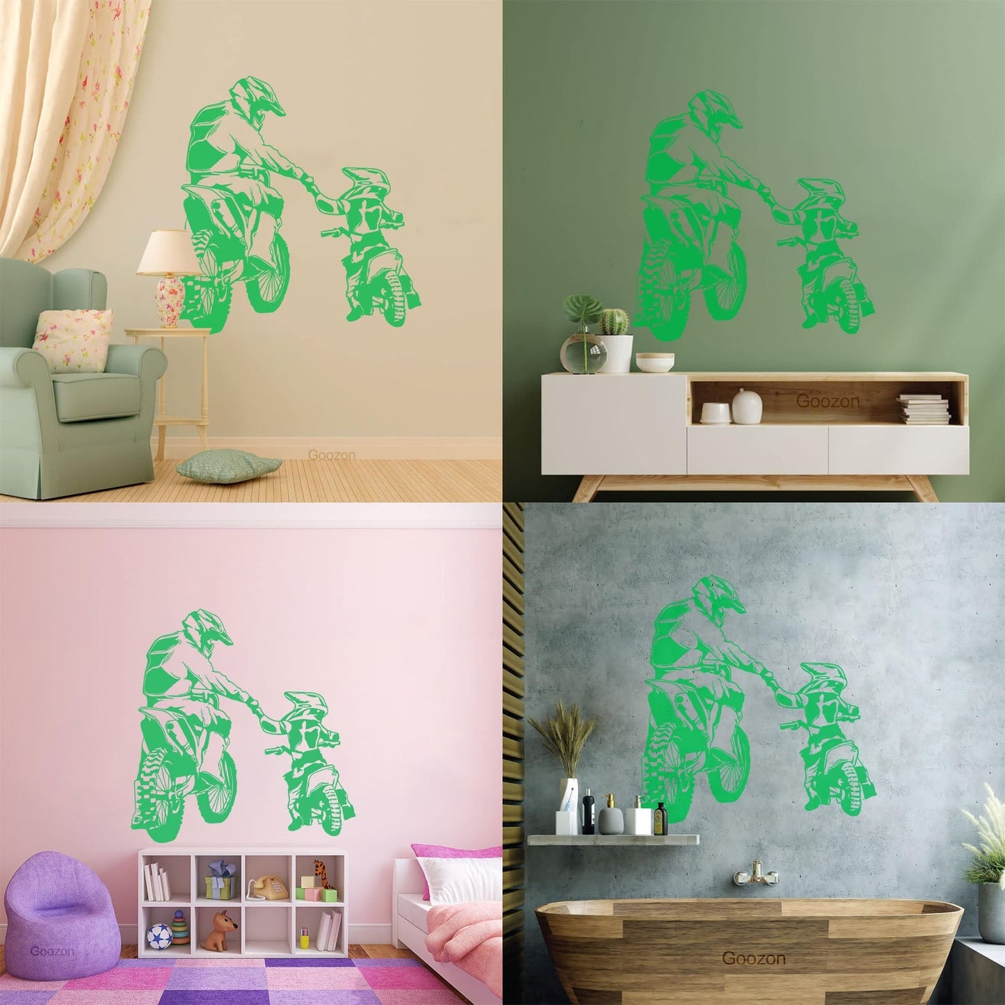 Wall Vinyl Sticker Decor Motorcycle Family Father And Son Biker Bike Sport It Won'T Fall Off