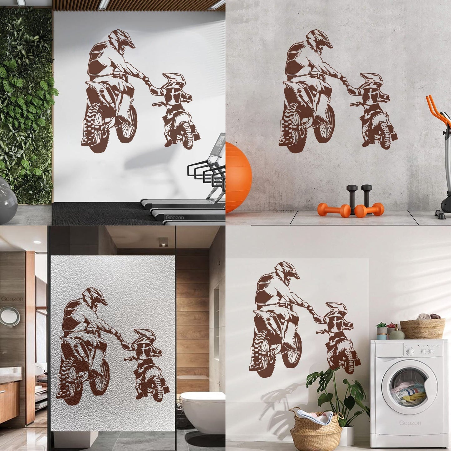 Wall Vinyl Sticker Decor Motorcycle Family Father And Son Biker Bike Sport It Won'T Fall Off