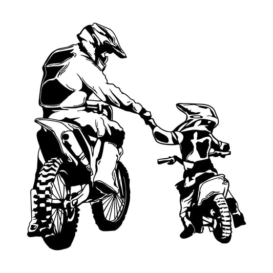 Wall Vinyl Sticker Decor Motorcycle Family Father And Son Biker Bike Sport It Won'T Fall Off
