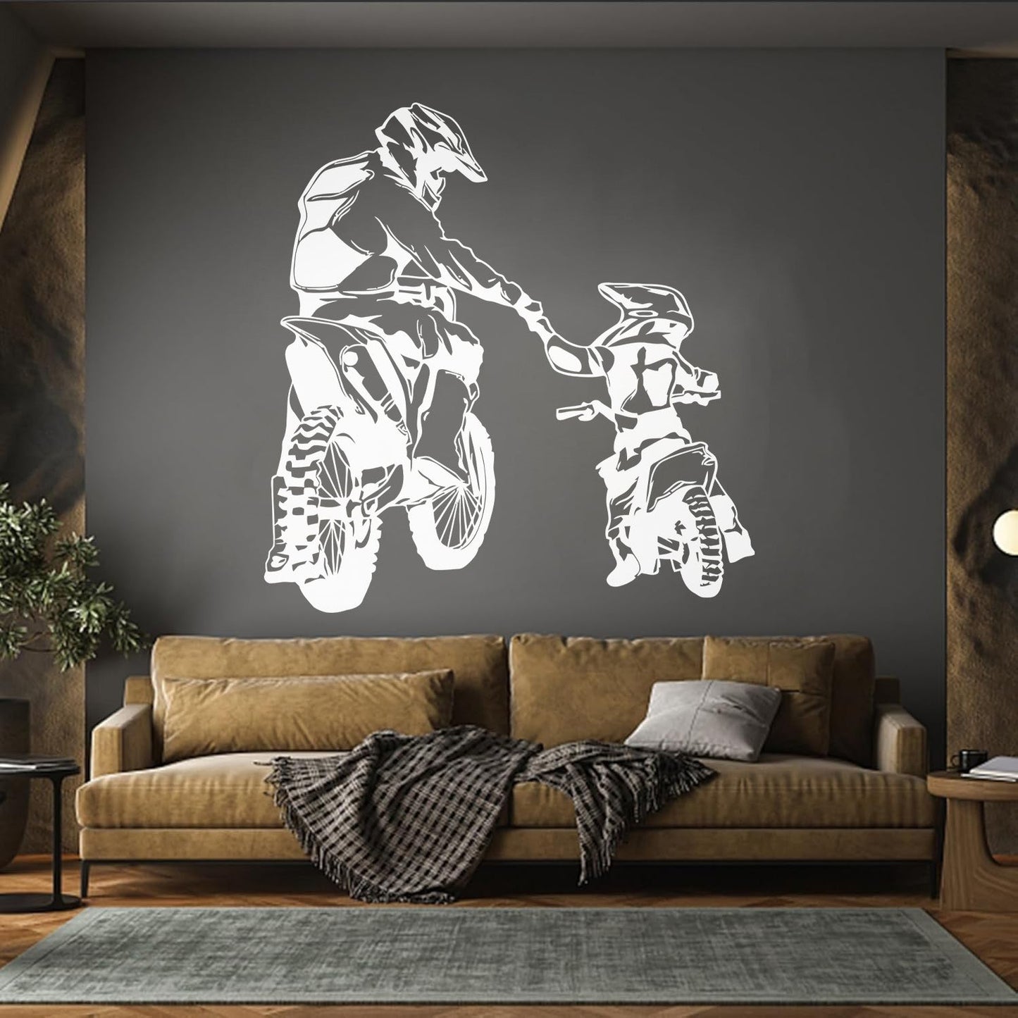 Wall Vinyl Sticker Decor Motorcycle Family Father And Son Biker Bike Sport It Won'T Fall Off