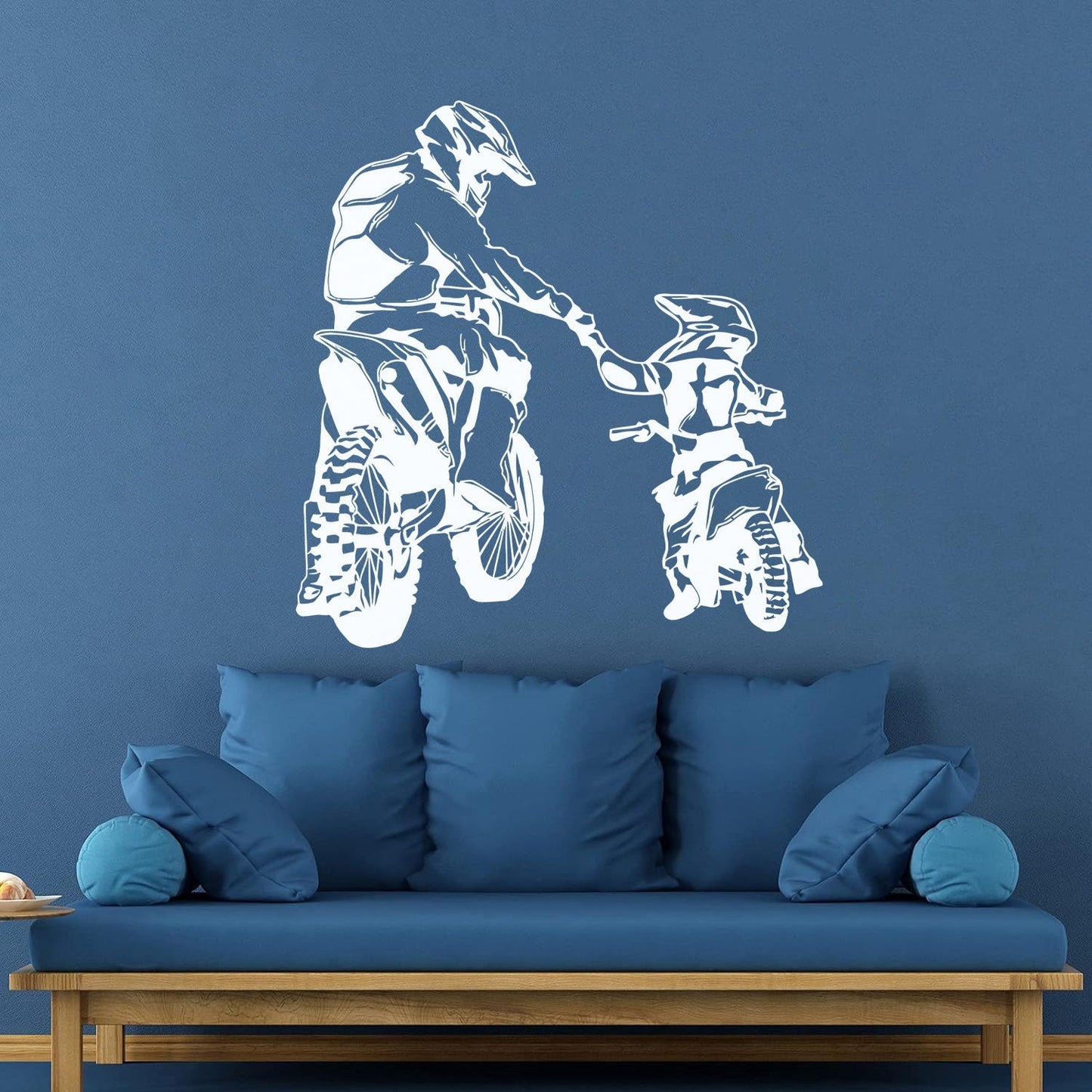 Wall Vinyl Sticker Decor Motorcycle Family Father And Son Biker Bike Sport It Won'T Fall Off