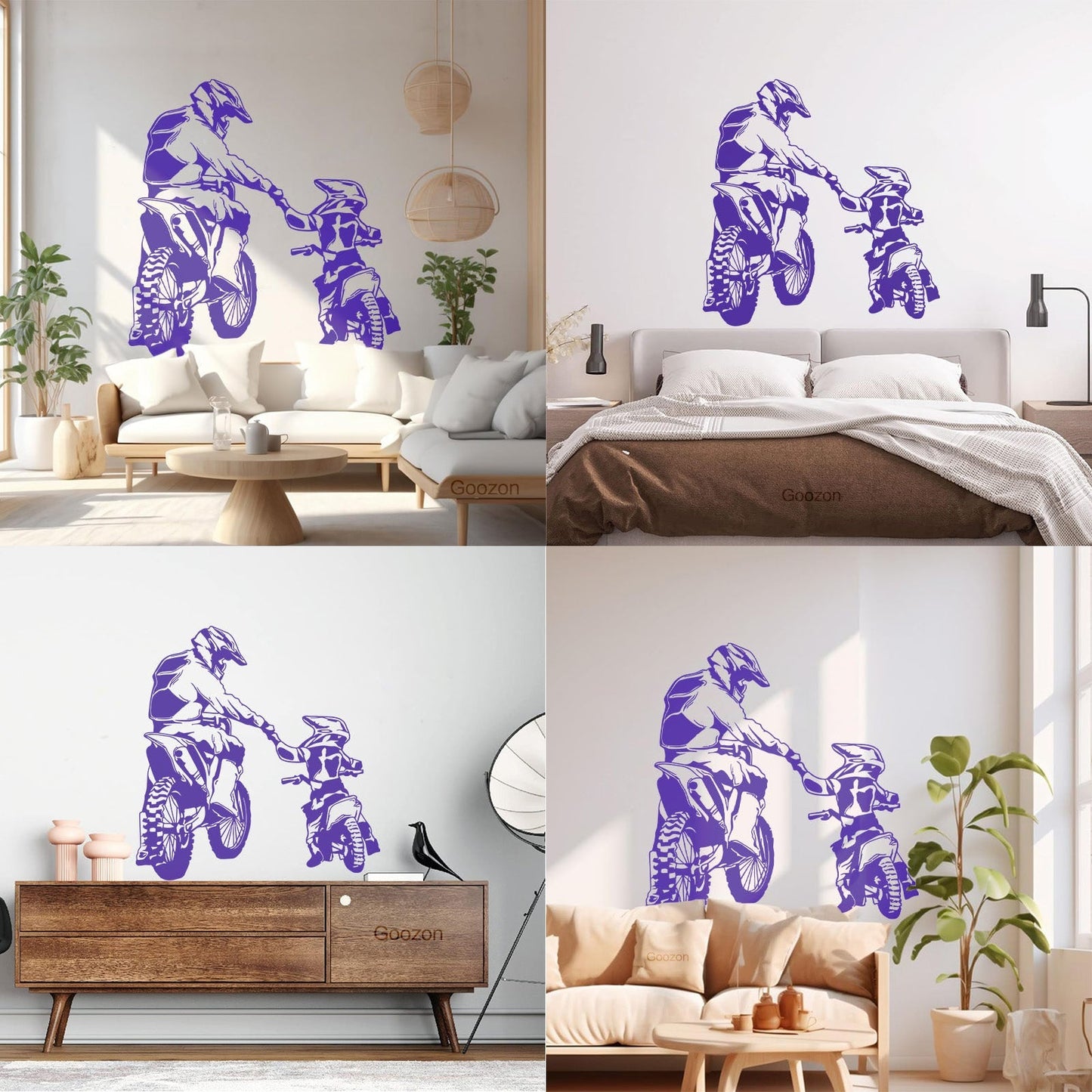Wall Vinyl Sticker Decor Motorcycle Family Father And Son Biker Bike Sport It Won'T Fall Off