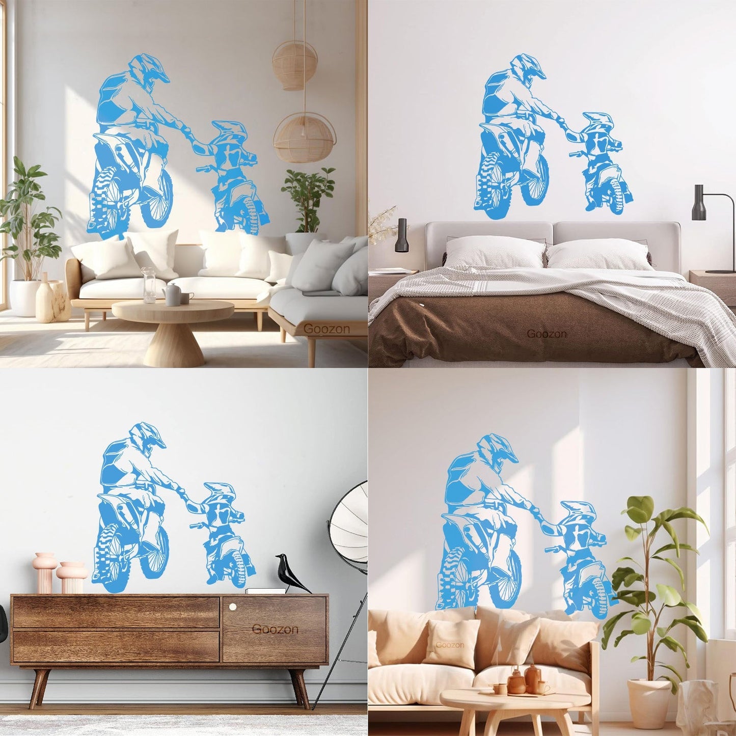 Wall Vinyl Sticker Decor Motorcycle Family Father And Son Biker Bike Sport It Won'T Fall Off