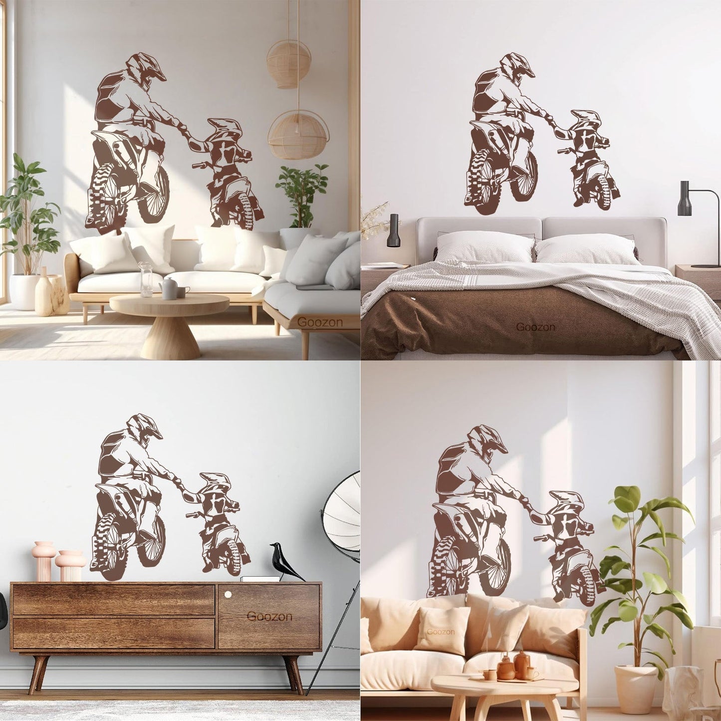 Wall Vinyl Sticker Decor Motorcycle Family Father And Son Biker Bike Sport It Won'T Fall Off