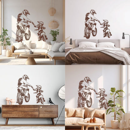 Wall Vinyl Sticker Decor Motorcycle Family Father And Son Biker Bike Sport It Won'T Fall Off