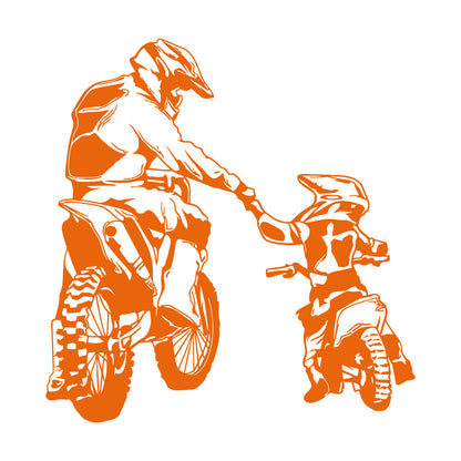 Wall Vinyl Sticker Decor Motorcycle Family Father And Son Biker Bike Sport It Won'T Fall Off