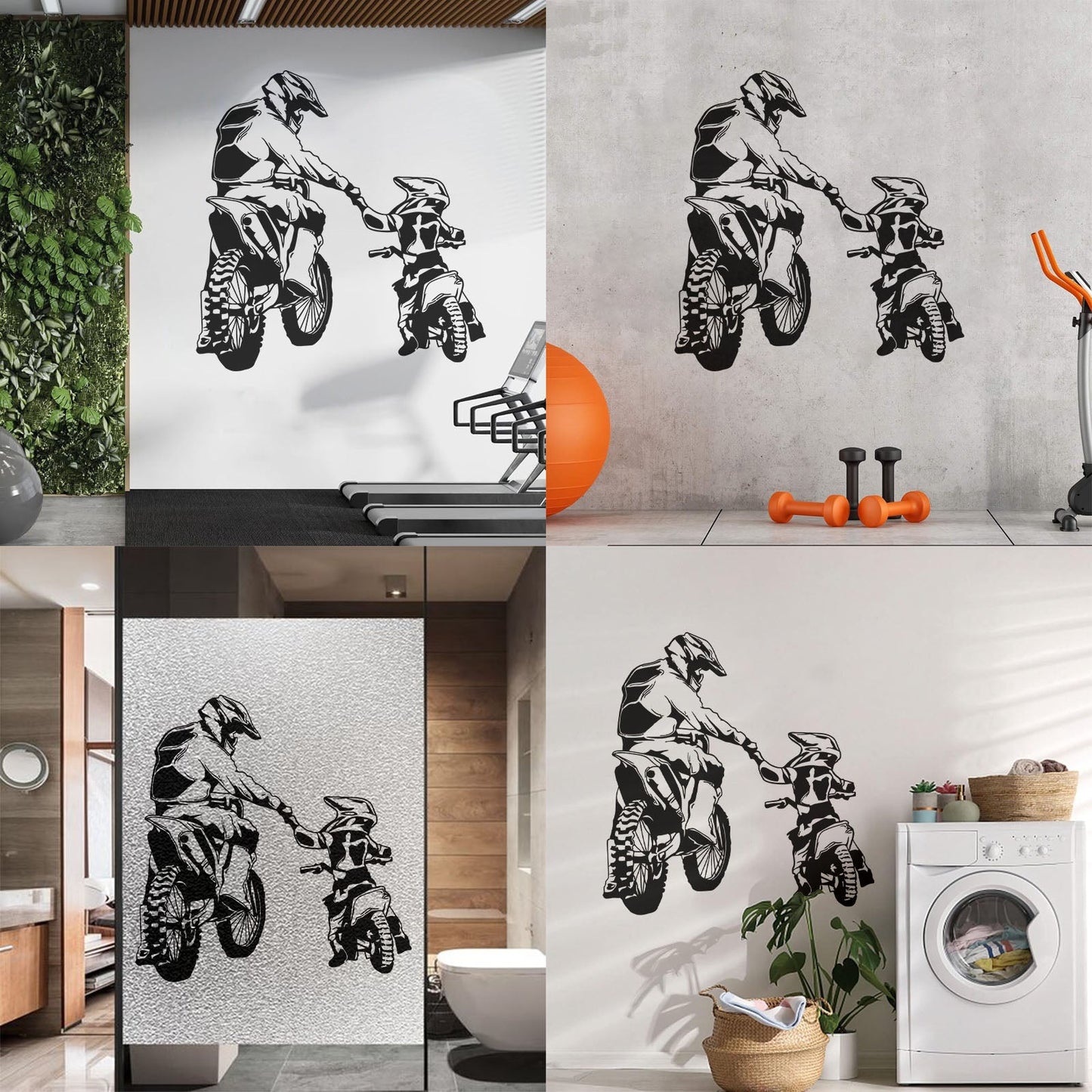 Wall Vinyl Sticker Decor Motorcycle Family Father And Son Biker Bike Sport It Won'T Fall Off
