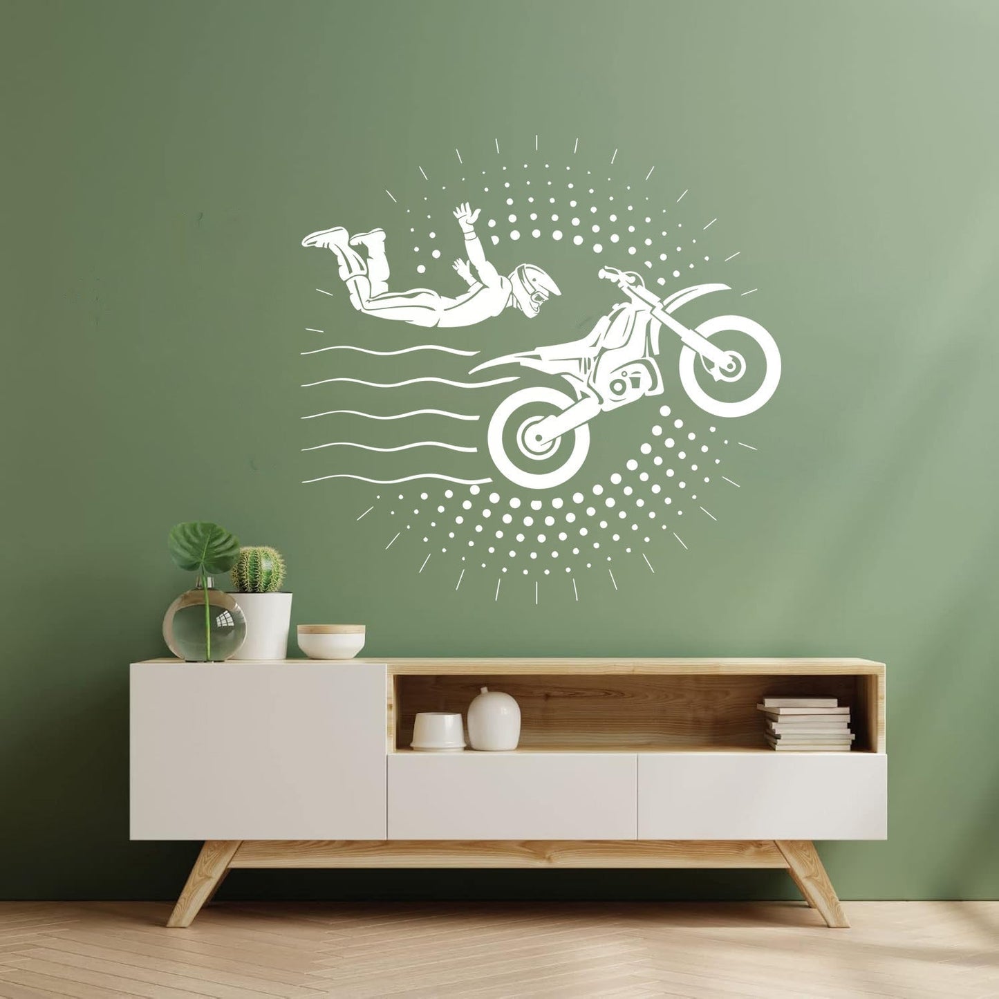 Fine Carving Decals Motorcyclist Stuntman Motorcycle Motorcycling Art Decoration