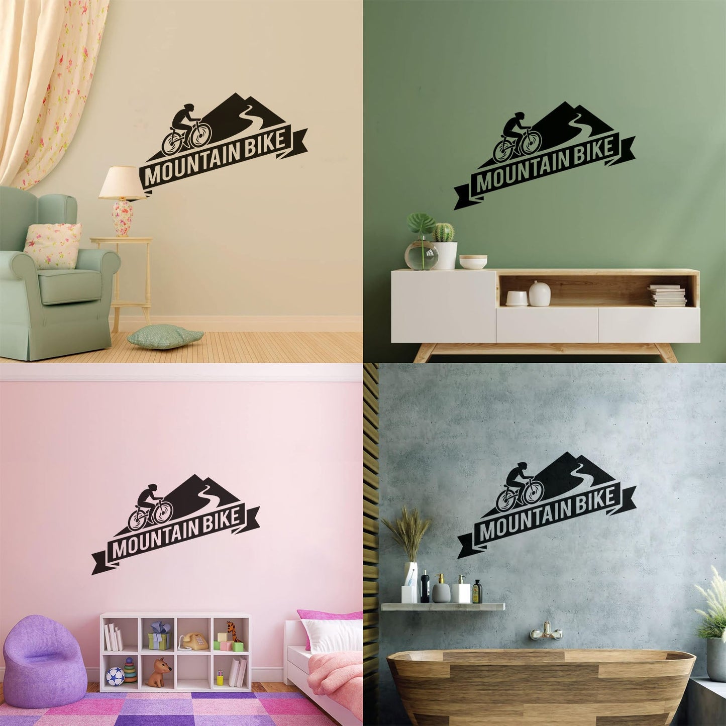 Mountain Bike Extreme Sport Bicycle Bike Racers Wall Decals Pvc Glass Stickers