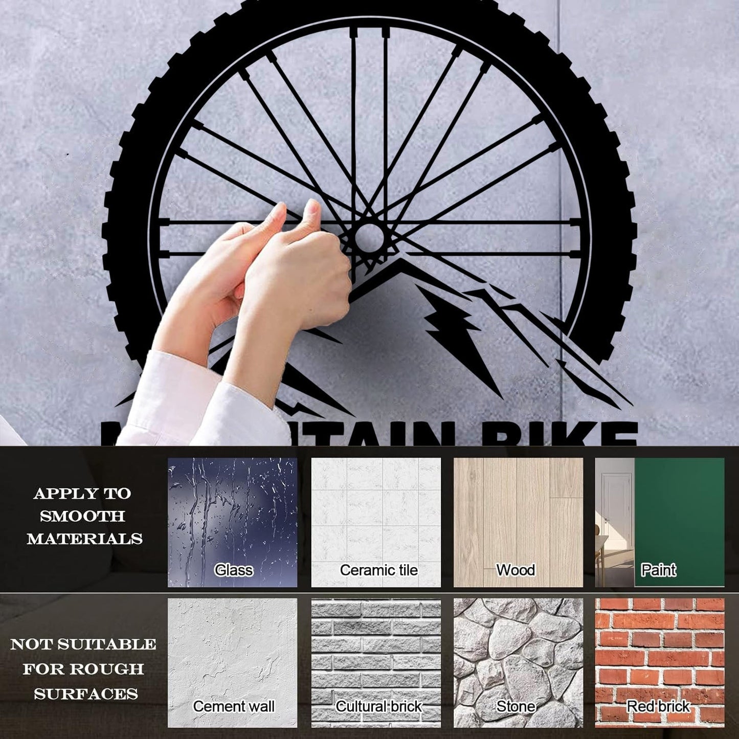 Vinyl Wall Stickers Mountain Bike Extreme Sports Bicycle Wheel Removable Without Leaving Glue