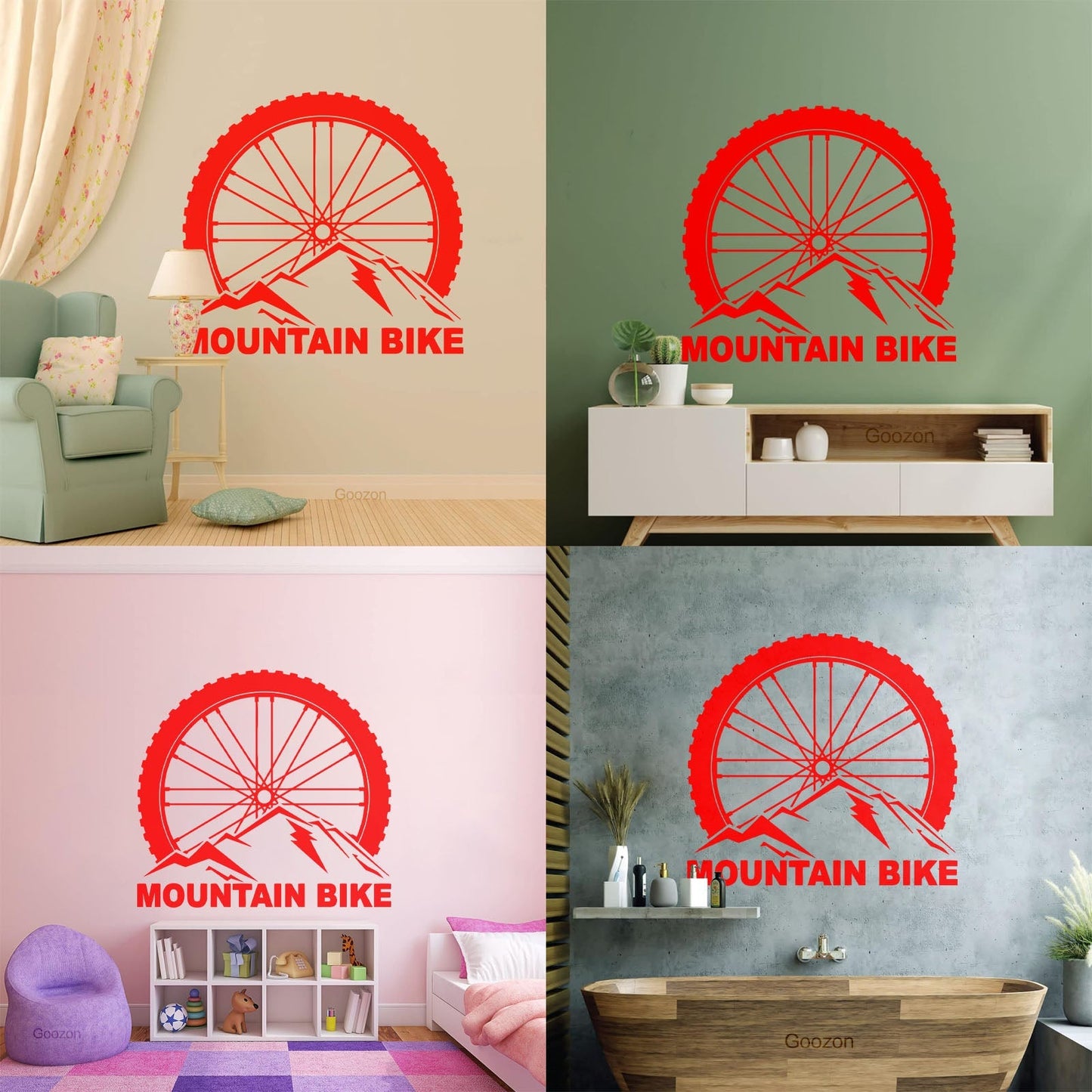 Vinyl Wall Stickers Mountain Bike Extreme Sports Bicycle Wheel Removable Without Leaving Glue
