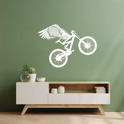 Mountain Bike With Wings Motocross Sport Wall Decals Self Adhesive