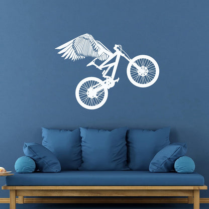 Mountain Bike With Wings Motocross Sport Wall Decals Self Adhesive