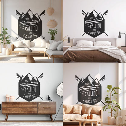 Vinyl Wall Decals Mountains Are Calling Must Go Skiing Extreme Sports Do Not Damage The Wall Surface