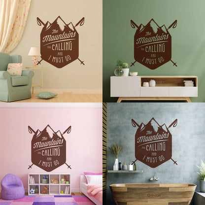 Vinyl Wall Decals Mountains Are Calling Must Go Skiing Extreme Sports Do Not Damage The Wall Surface