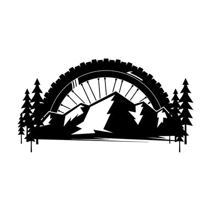 Engraving Decals Mountains Bike Race Extreme Sport Wheel Multi Color Selection