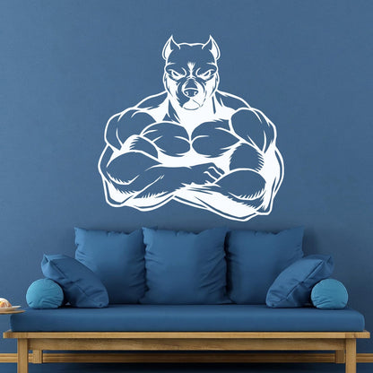 Wall Decals Muscled Dog Animal Pets Gymnastics Fitnesscenter Store Decoration