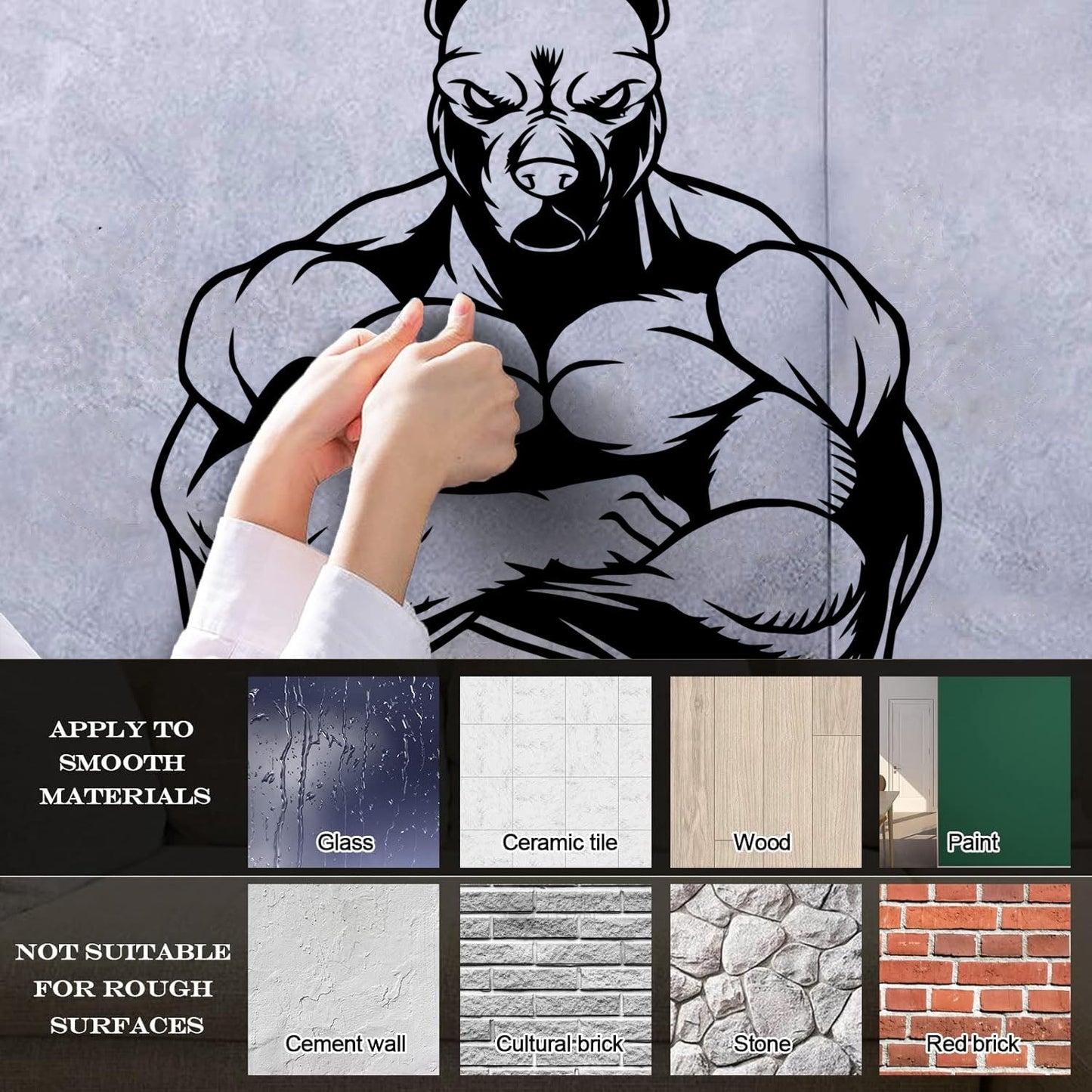 Wall Decals Muscled Dog Animal Pets Gymnastics Fitnesscenter Store Decoration