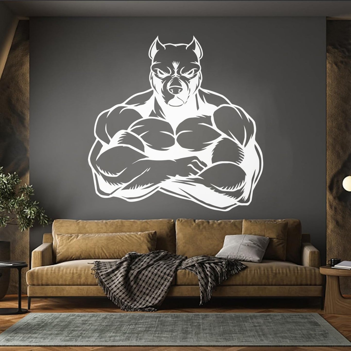 Wall Decals Muscled Dog Animal Pets Gymnastics Fitnesscenter Store Decoration