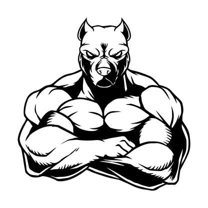 Wall Decals Muscled Dog Animal Pets Gymnastics Fitnesscenter Store Decoration