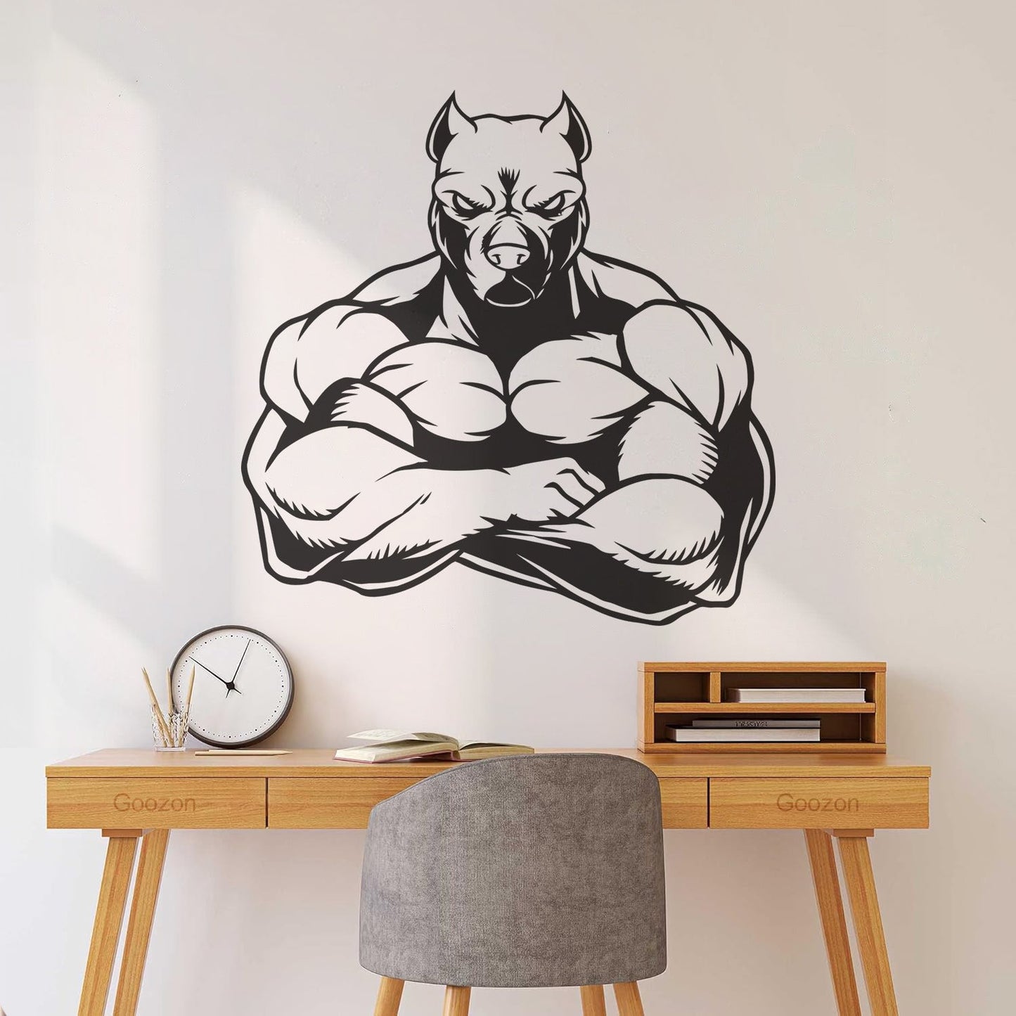 Wall Decals Muscled Dog Animal Pets Gymnastics Fitnesscenter Store Decoration
