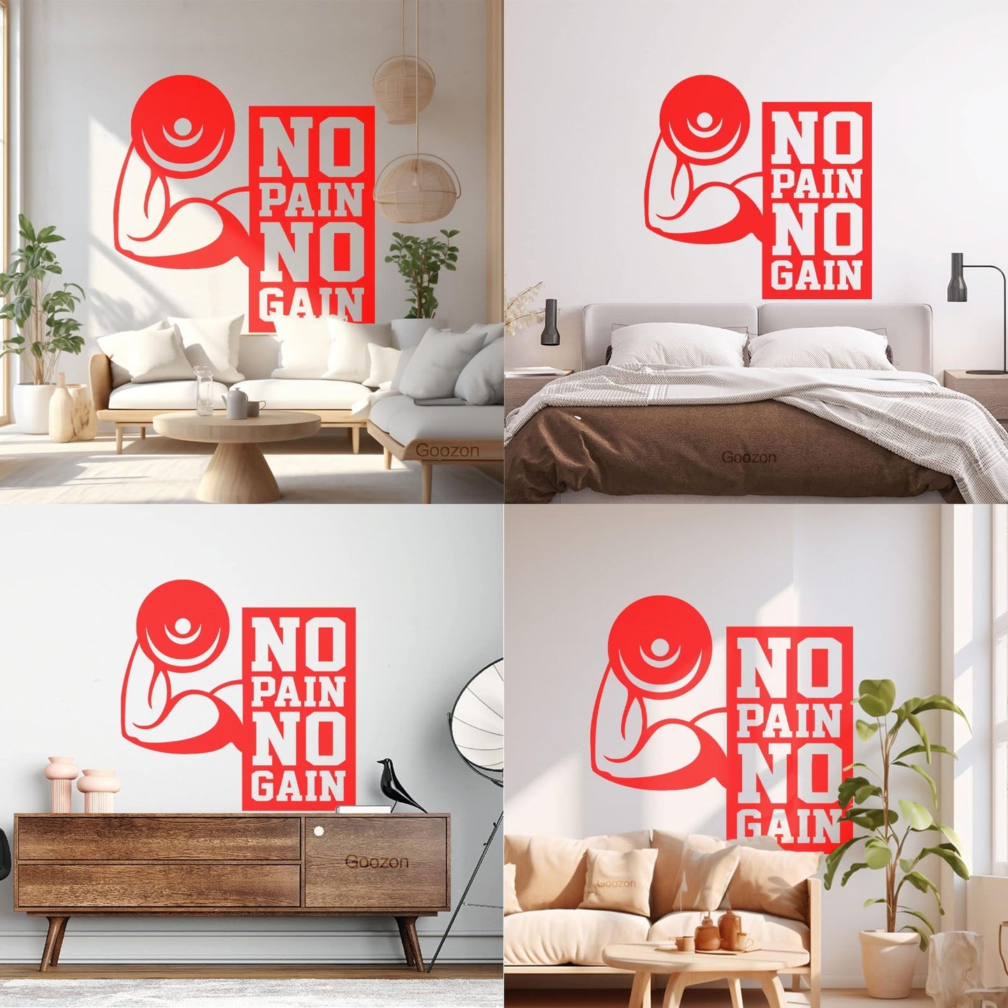 Wall Stickers No Pain No Gain Fitnesscenter Muscled Gymnastics Sport Do Not Damage The Wall Surface