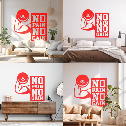 Wall Stickers No Pain No Gain Fitnesscenter Muscled Gymnastics Sport Do Not Damage The Wall Surface