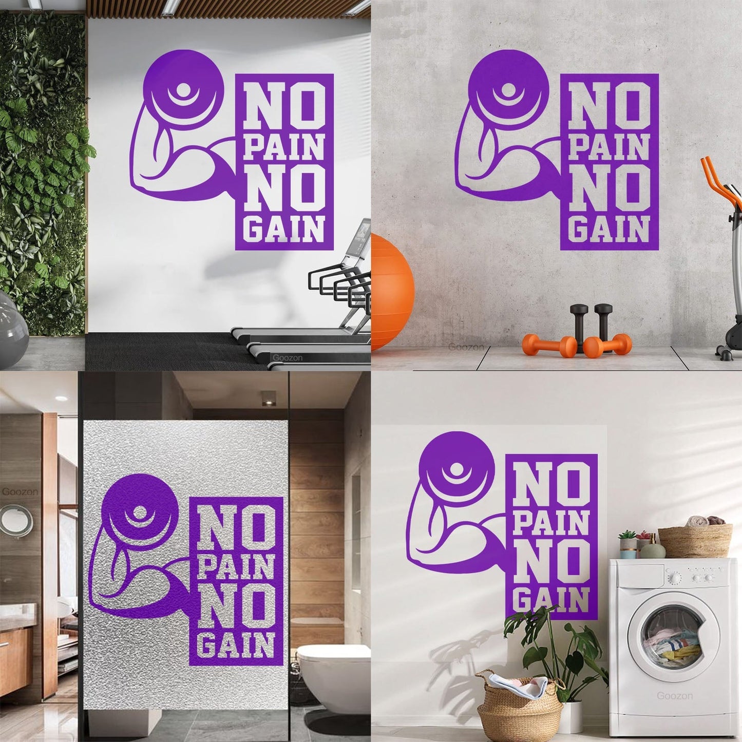 Wall Stickers No Pain No Gain Fitnesscenter Muscled Gymnastics Sport Do Not Damage The Wall Surface