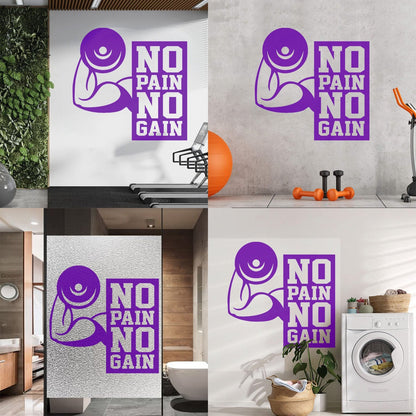 Wall Stickers No Pain No Gain Fitnesscenter Muscled Gymnastics Sport Do Not Damage The Wall Surface
