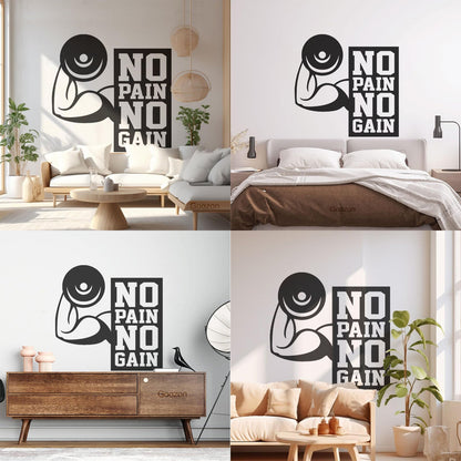Wall Stickers No Pain No Gain Fitnesscenter Muscled Gymnastics Sport Do Not Damage The Wall Surface