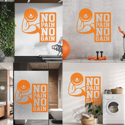 Wall Stickers No Pain No Gain Fitnesscenter Muscled Gymnastics Sport Do Not Damage The Wall Surface