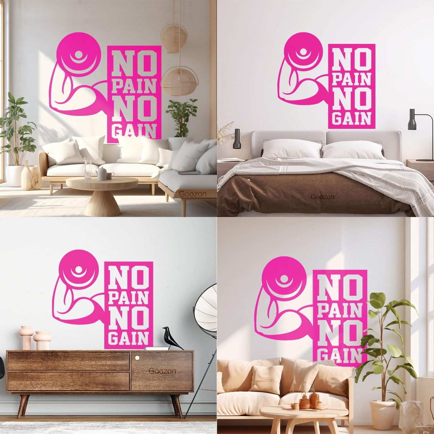 Wall Stickers No Pain No Gain Fitnesscenter Muscled Gymnastics Sport Do Not Damage The Wall Surface