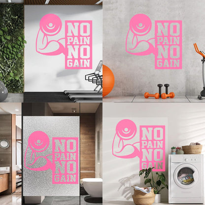 Wall Stickers No Pain No Gain Fitnesscenter Muscled Gymnastics Sport Do Not Damage The Wall Surface