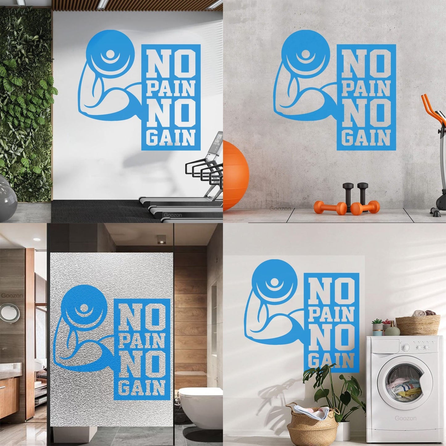 Wall Stickers No Pain No Gain Fitnesscenter Muscled Gymnastics Sport Do Not Damage The Wall Surface