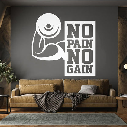 Wall Stickers No Pain No Gain Fitnesscenter Muscled Gymnastics Sport Do Not Damage The Wall Surface