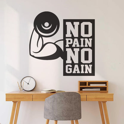 Wall Stickers No Pain No Gain Fitnesscenter Muscled Gymnastics Sport Do Not Damage The Wall Surface