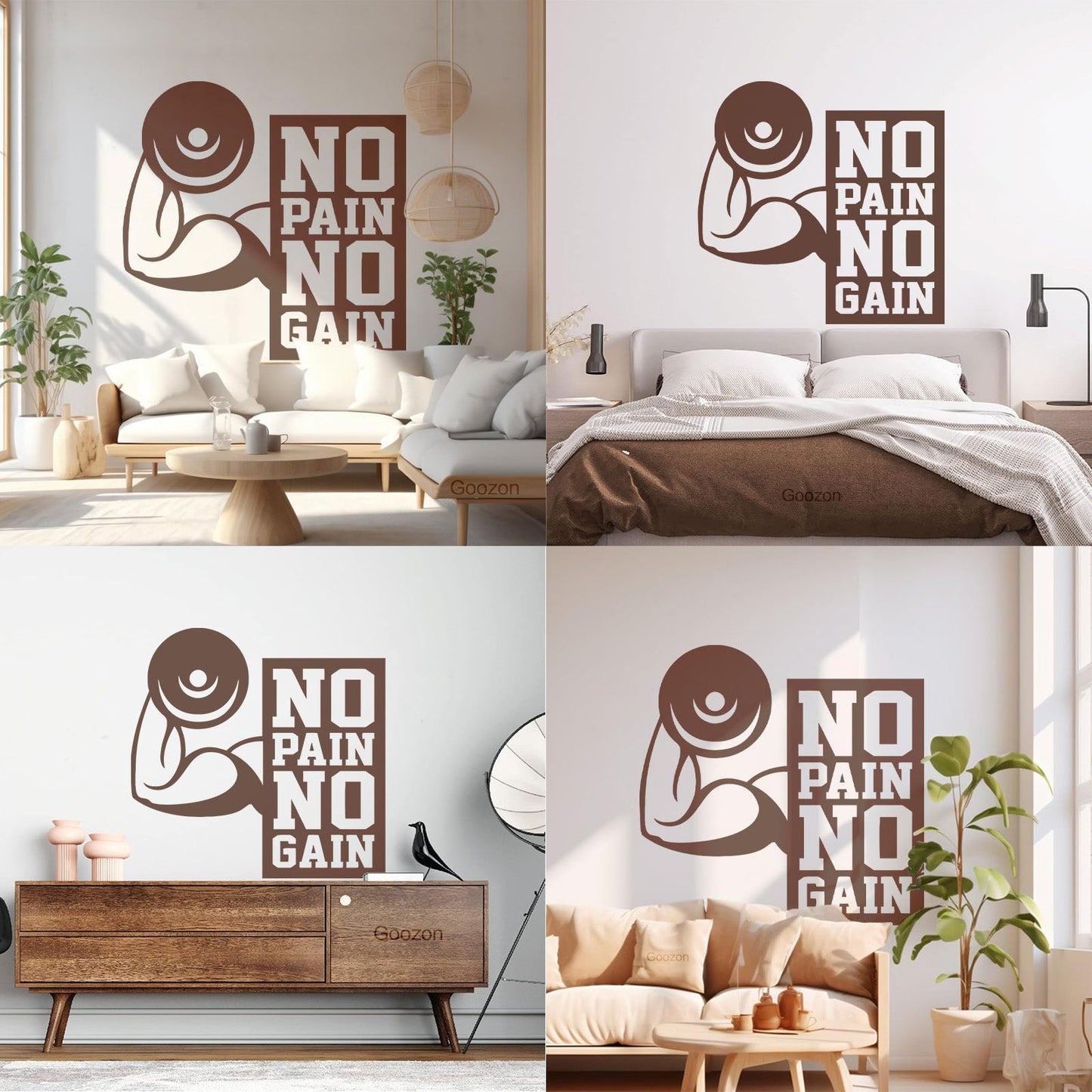 Wall Stickers No Pain No Gain Fitnesscenter Muscled Gymnastics Sport Do Not Damage The Wall Surface