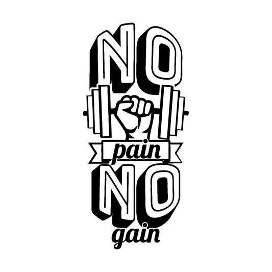 Fine Carving Decals No Pain No Gain Motivation Words Gymnastics Fitnesscenter Multi Color Selection